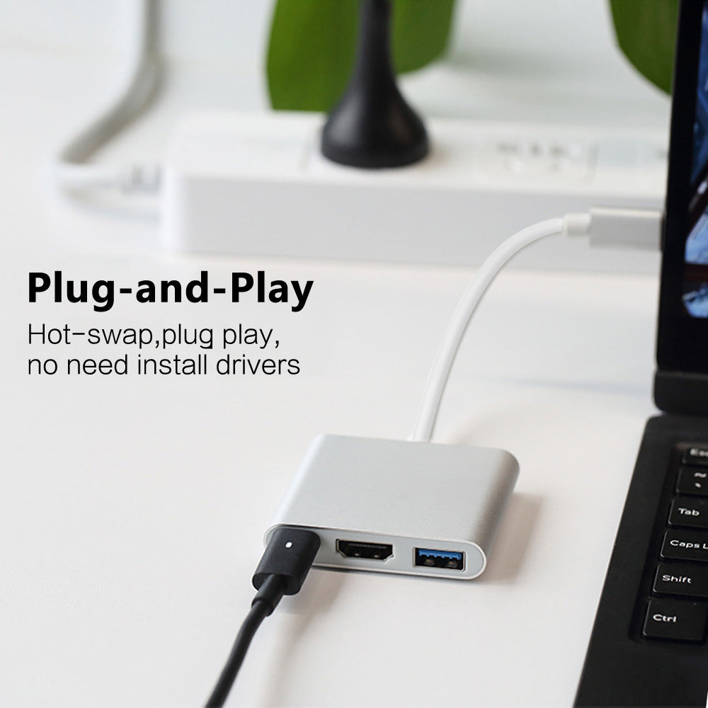 USB-C to HDMI 4K Adapter Hub with USB 3.0 and PD Charging