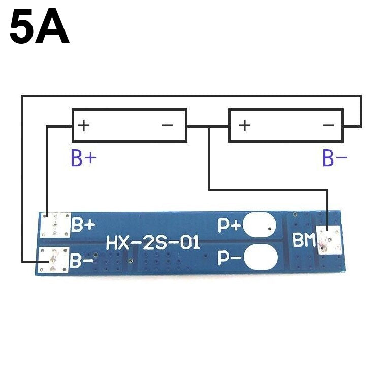 2S 5A 18650 BMS Li-ion Battery Charger Protection Board