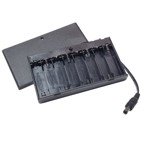 8 × AA Battery Holder Case With ON/ OFF Switch & 2.1mm DC Plug - 12V output