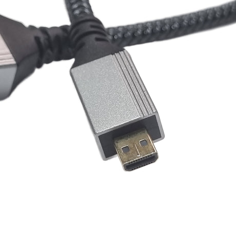 4K Micro HDMI to Standard HDMI 2.0 Braided Cable for Raspberry Pi 4 & 5 - 0.3m