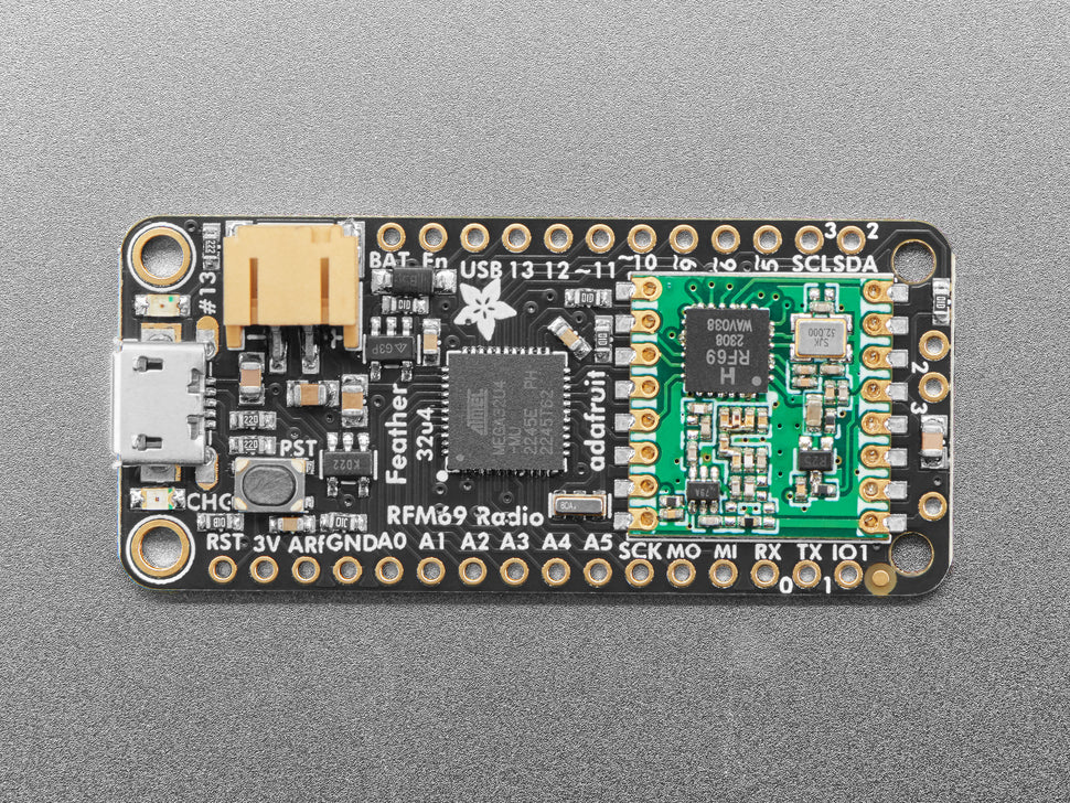 Adafruit Feather 32u4 with RFM69HCW Packet Radio - 433MHz - RadioFruit