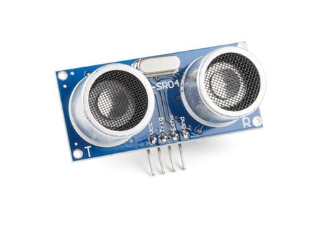 HC-SR04 ultrasonic distance sensor, a module that uses ultrasonic waves to measure distances, commonly used in robotics and distance-based applications