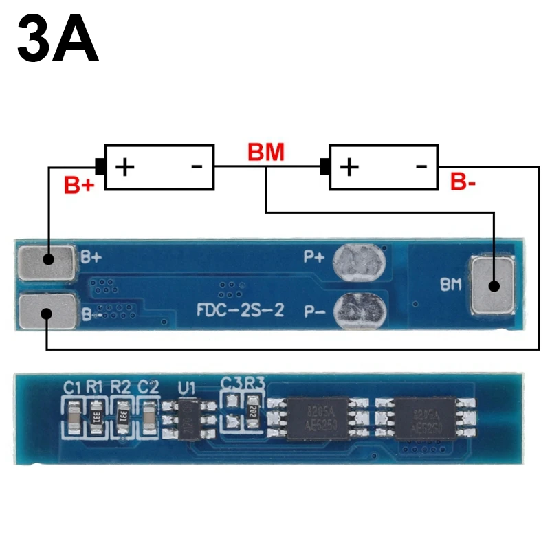 2S 3A 18650 BMS Li-ion Battery Charger Protection Board