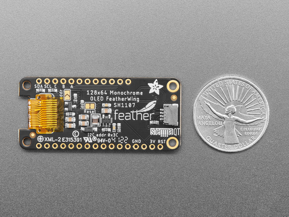 Adafruit FeatherWing OLED - 128x64 OLED Add-on For Feather - STEMMA QT / Qwiic