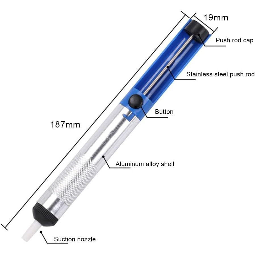 Solder Sucker Desoldering Pump Vacuum Solder Remover Tool Dimensions Diagram