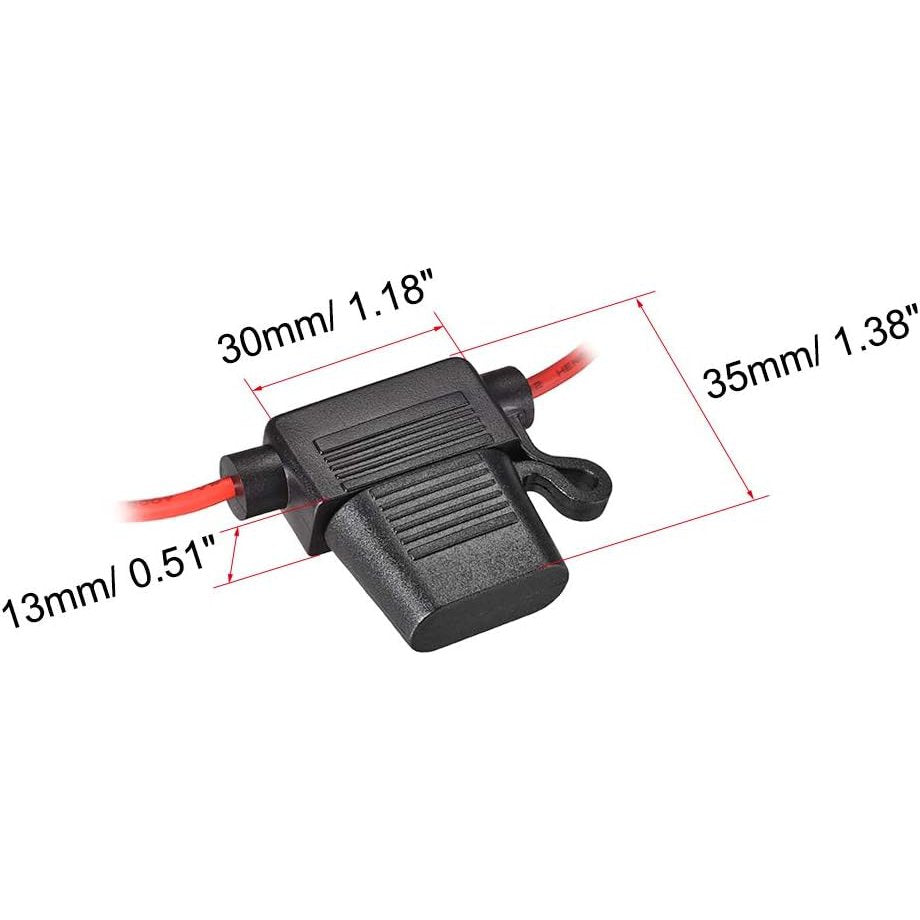 Inline Standard Blade Fuse Holder - 12AWG 30A ATO/ATC Dimensions