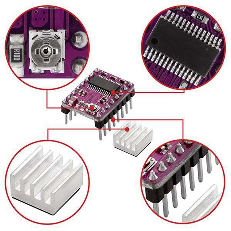 Driver Vs Module 3D Printer Motor Driver 6-Pack DRV8825 Stepper Motor Driver Modules ...