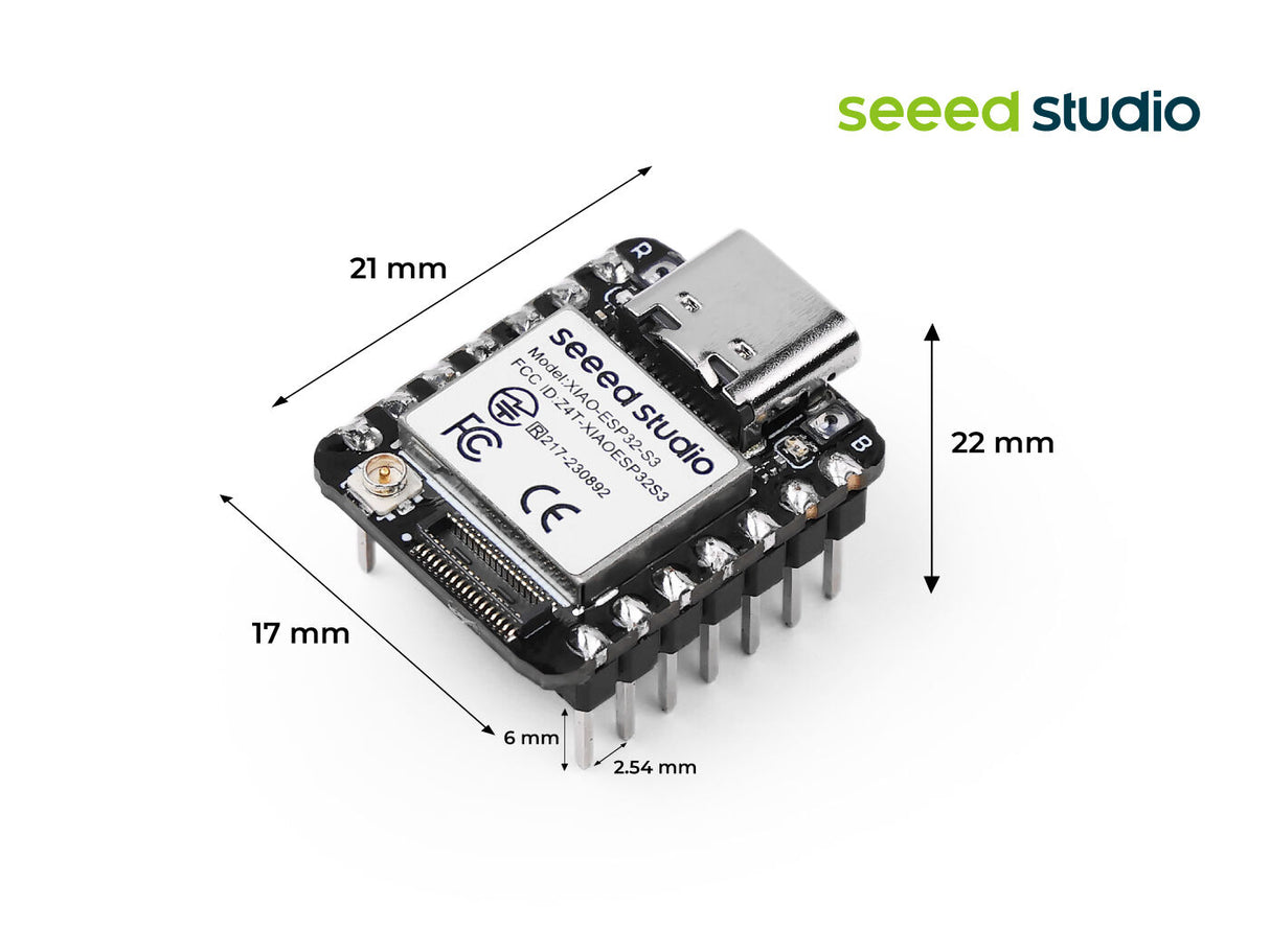 Seeed Studio XIAO ESP32-S3 - Soldered Dimensions