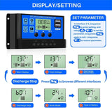 30A PWM Solar Charge Controller 12V/24V Auto with Dual USB