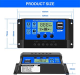 30A PWM Solar Charge Controller 12V/24V Auto with Dual USB