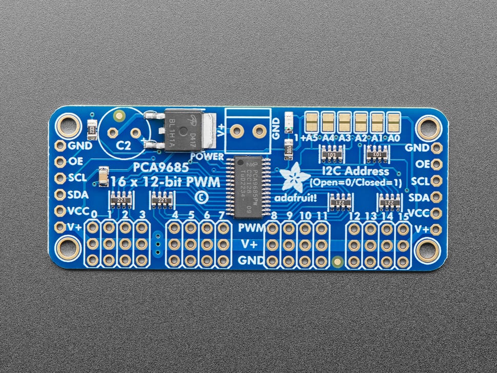 Adafruit 16-Channel 12-bit PWM/Servo Driver - I2C interface - PCA9685