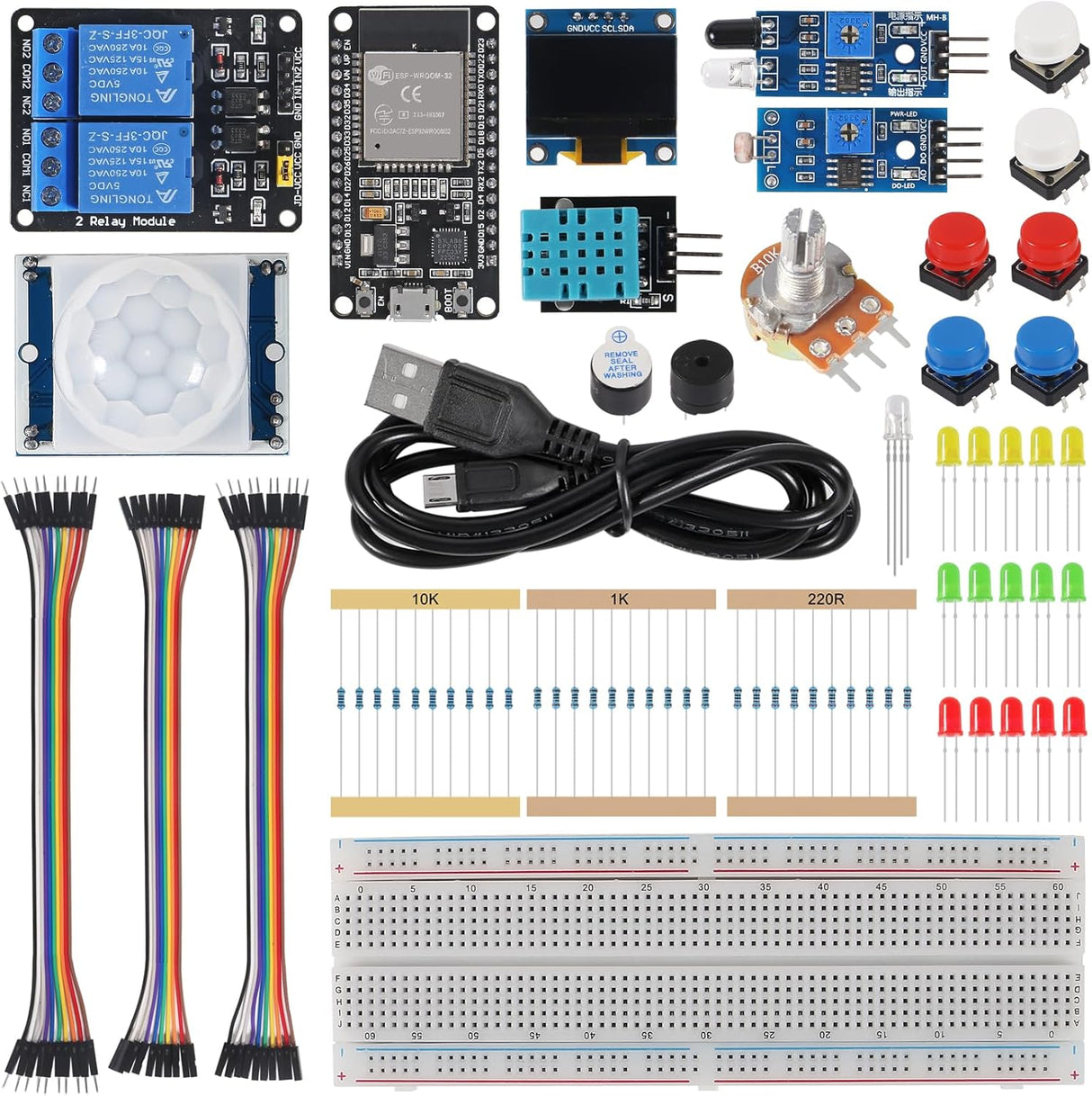 ESP32 Basic Starter Kit – Complete Learning Bundle with 30+ Components & Guided Tutorials