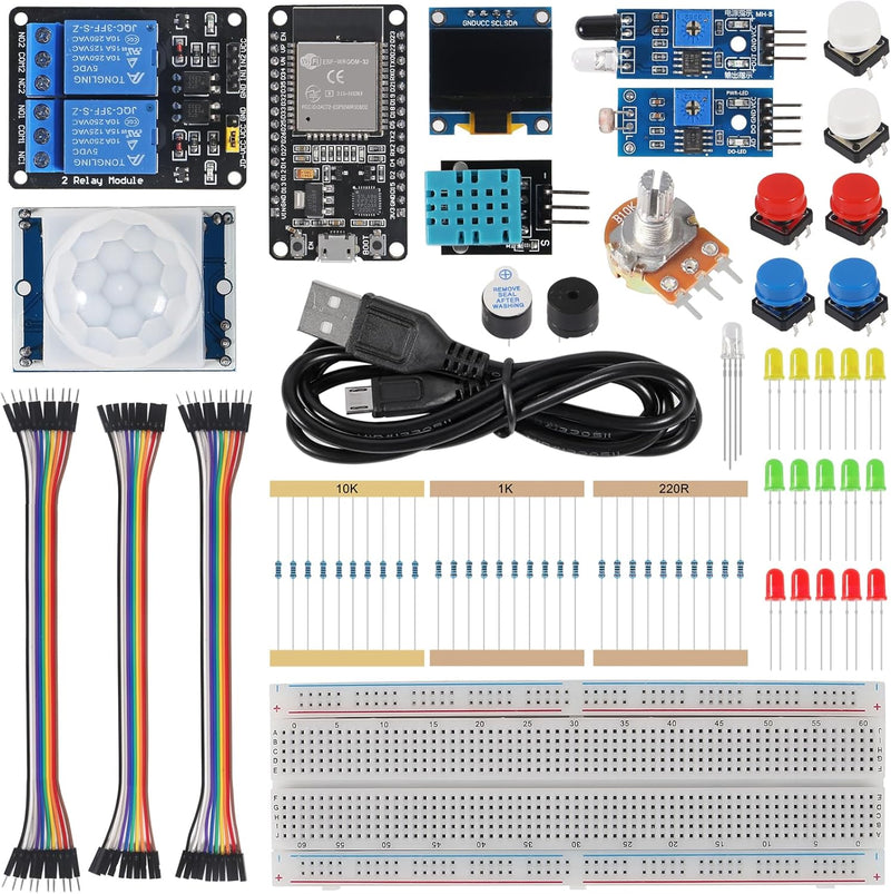 ESP32 Basic Starter Kit – Complete Learning Bundle with 30+ Components & Guided Tutorials