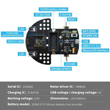 Keyestudio ESP32-CAM Vision Smart Car Robot Kit