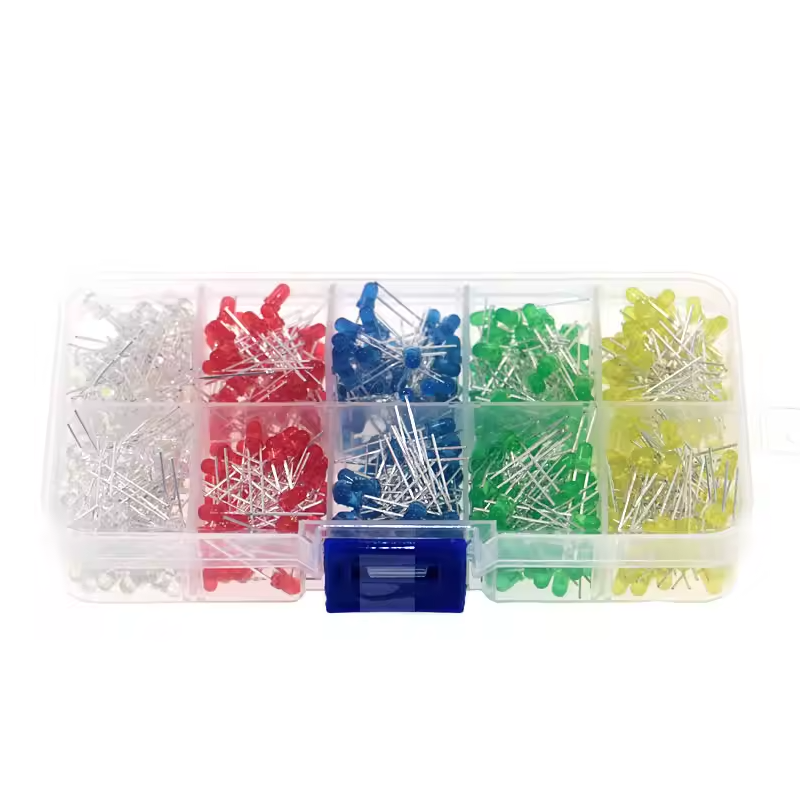 500pcs Assorted 3mm LED Kit – White, Red, Blue, Green & Yellow