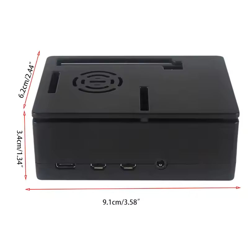 ABS Case For Raspberry Pi 4 Black + Fan Dimensions