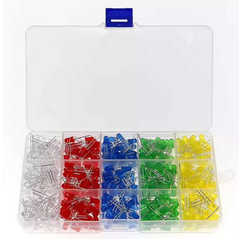 500pcs Assorted 5mm LED Kit – White, Red, Blue, Green & Yellow