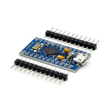 Arduino Pro Micro, a compact microcontroller board running at 5V, featuring an ATmega32U4 chip, USB connectivity, and various I/O pins, suitable for Arduino projects and DIY electronics.