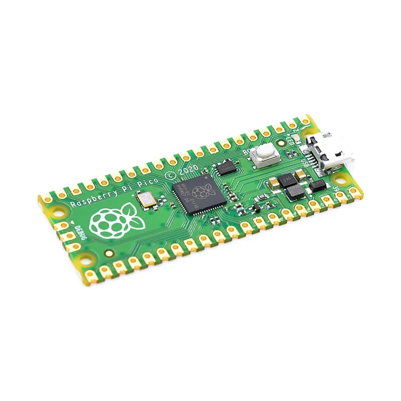 Raspberry Pi Pico, a compact microcontroller board based on the RP2040 chip, featuring programmable I/O and dual-core processing, designed for a variety of electronics projects