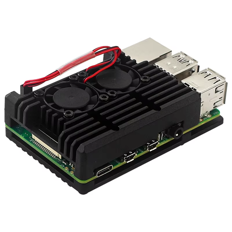 Dual Fan Metal Aluminum Case For Raspberry Pi 4 Black