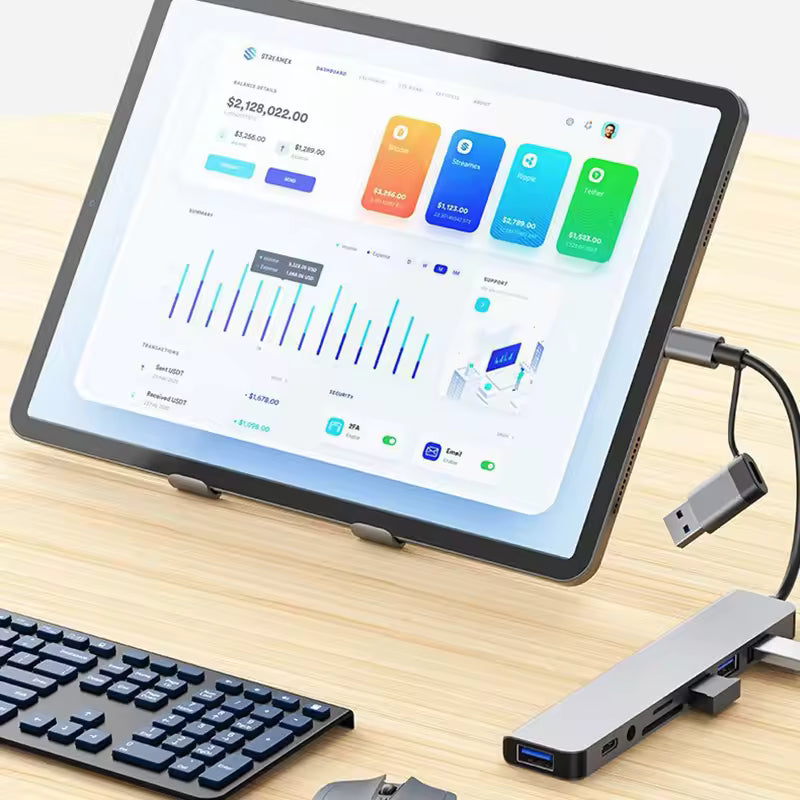 8-in-1 USB-C Hub Multiport Dock USB 3.0 SD TF Audio Adapter for Laptop PC
