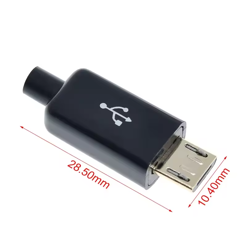 Micro USB Type B Male 5 Pin DIY Connector Plug Dimensions