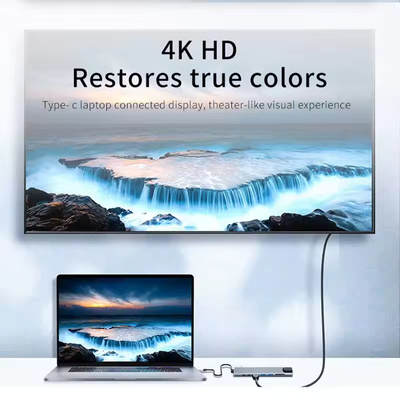 8-in-1 USB-C Hub HDMI RJ45 Ethernet USB 3.0 SD TF Card Reader PD3.0 Adapter