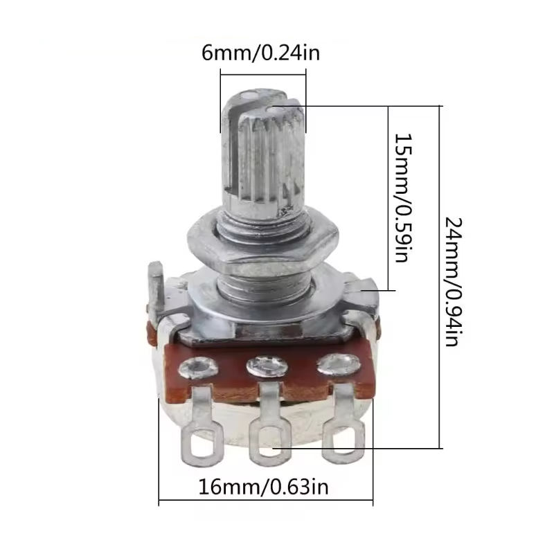 Linear Rotary Potentiometer – 1K 5K 10K 20K 100K Ohm WH148 Dimensions