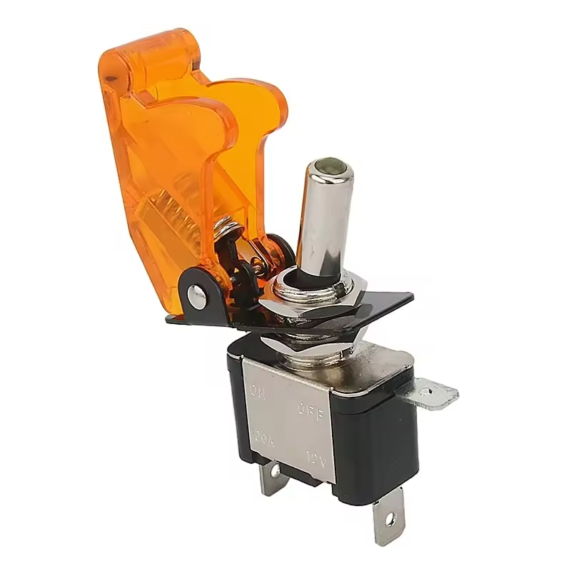 Yellow LED Toggle Switch – Missile Style, 3-Pin, Heavy Duty SPST