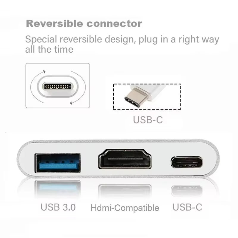 USB-C to HDMI 4K Adapter Hub with USB 3.0 and PD Charging