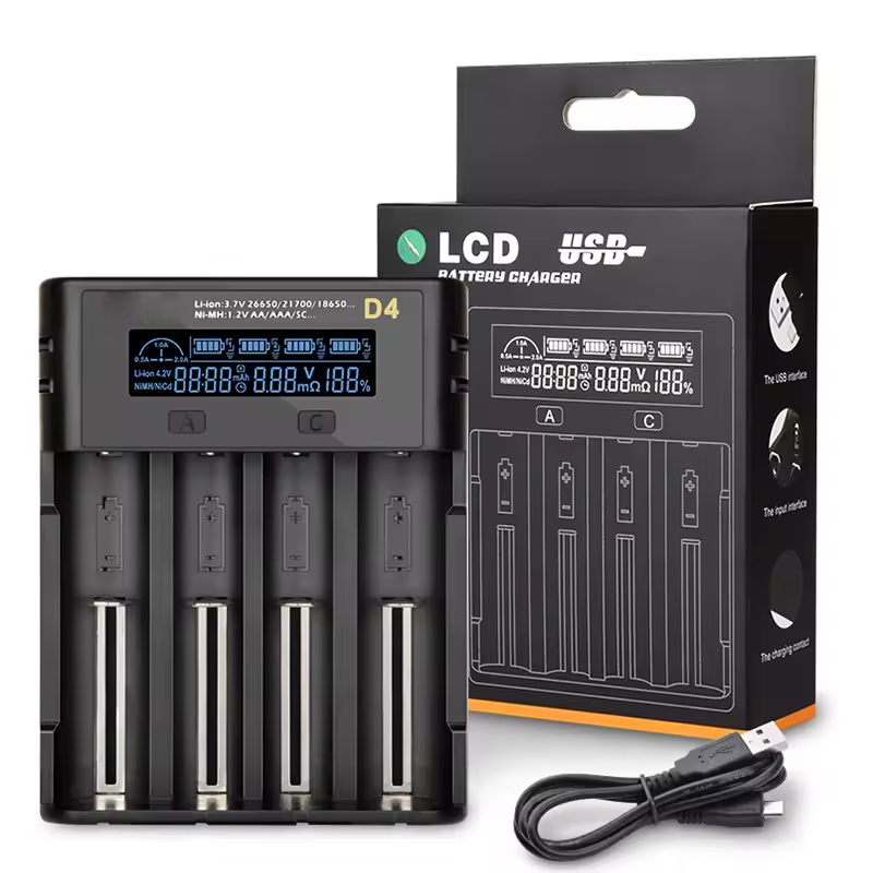 4 Slot Universal Battery Charger With LCD - 18650 Compatible
