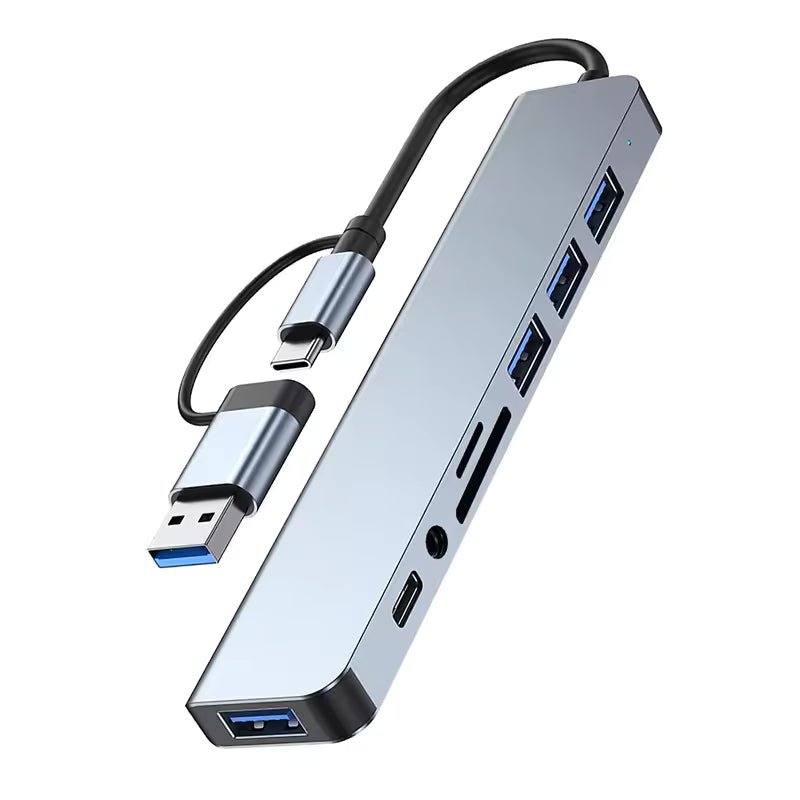 8-in-1 USB-C Hub Multiport Dock USB 3.0 SD TF Audio Adapter for Laptop PC
