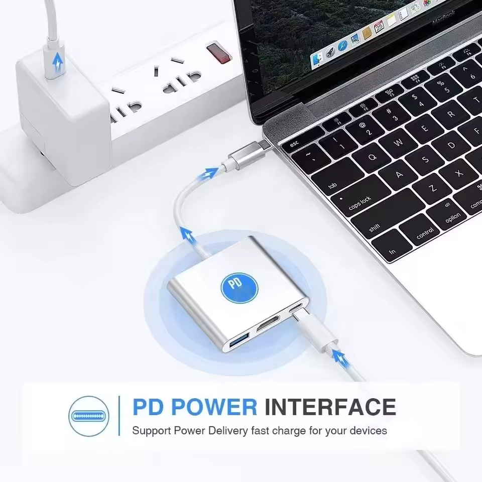 USB-C to HDMI 4K Adapter Hub with USB 3.0 and PD Charging