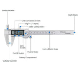 Stainless Steel Digital Caliper Vernier 150mm Micrometer LCD Measuring Tool Diagram