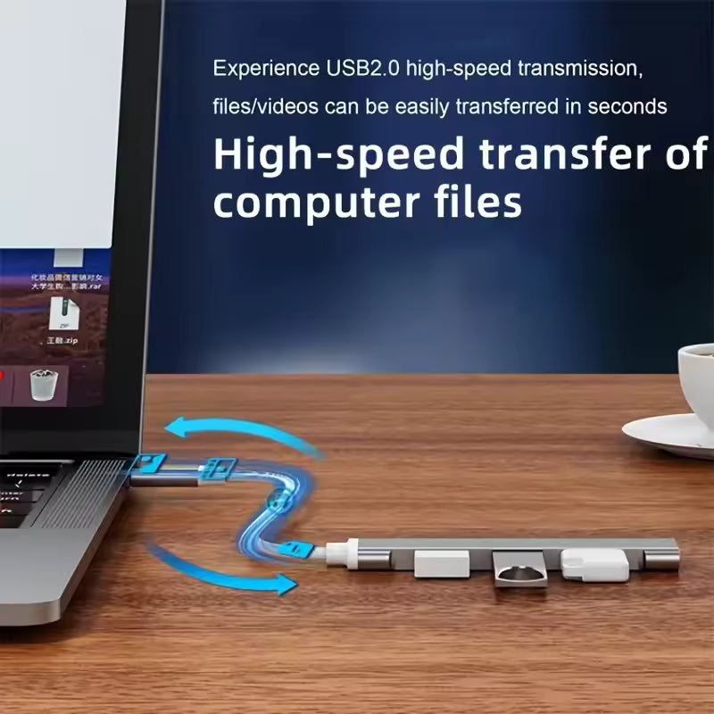 USB-C Hub 4-Port Aluminum Adapter OTG Multi Device Splitter for Laptop PC