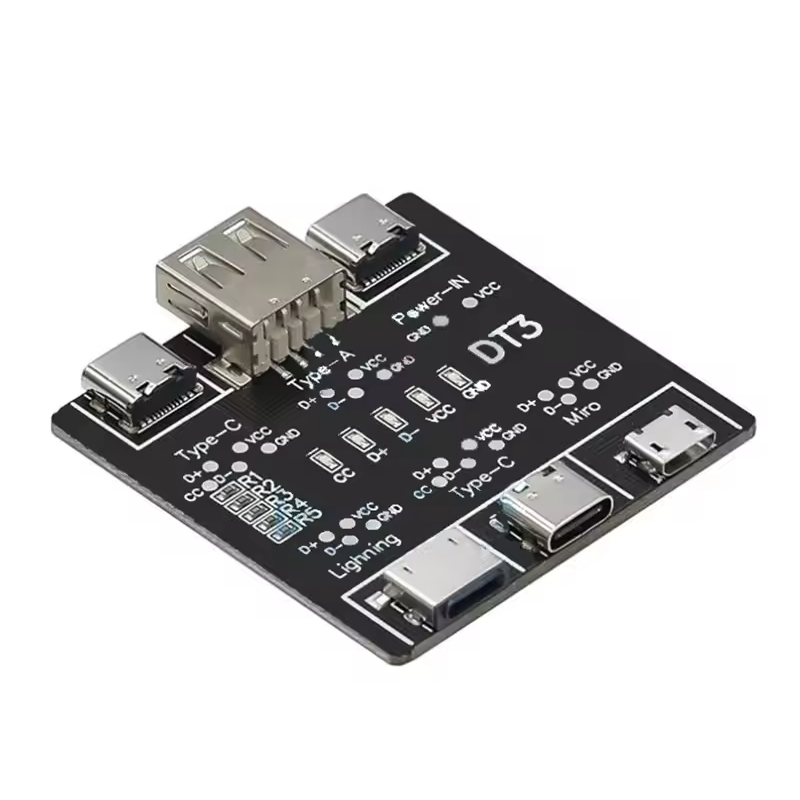 DT3 Data Cable Detection Board – USB-A, Type-C, Lightning, Micro-USB Tester