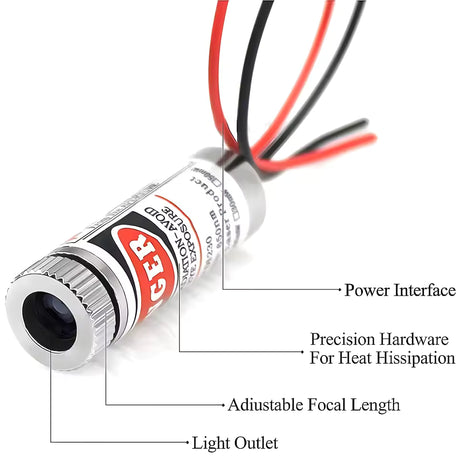 5V 650nm Red Laser Module 5mW with Adjustable Focus Diagram