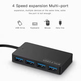 Slim 4-Port USB 3.0 Hub Splitter — High-Speed Portable Adapter for PC & Mac