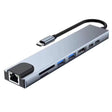 8-in-1 USB-C Hub HDMI RJ45 Ethernet USB 3.0 SD TF Card Reader PD3.0 Adapter