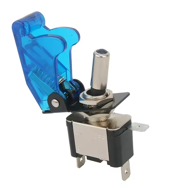 Blue LED Toggle Switch – Missile Style, 3-Pin, Heavy Duty SPST
