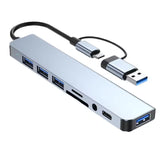 8-in-1 USB-C Hub Multiport Dock USB 3.0 SD TF Audio Adapter for Laptop PC
