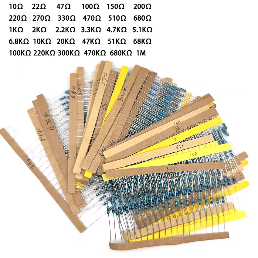 600pcs 30 Values Resistor Kit - 1/4W 1% Metal Film
