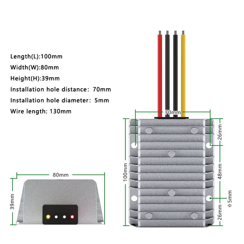 12V to 24V 20A DC-DC Boost Converter Voltage Booster Dimensions