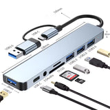 8-in-1 USB-C Hub Multiport Dock USB 3.0 SD TF Audio Adapter for Laptop PC
