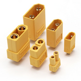 Set of XT30, XT60, and XT90 connector pairs, including male and female versions, designed for reliable high-current connections in RC vehicles, drones, and other high-power electronics applications