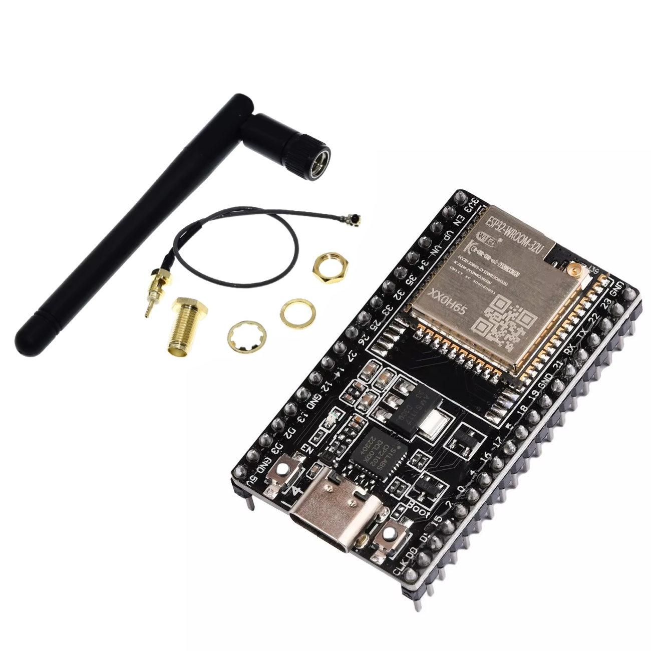 DUBEUYEW ESP32-DevKitC core Board ESP32 Entwicklungsboard ESP32-WROOM-32U Set mit Antenne und Kabel für Arduino