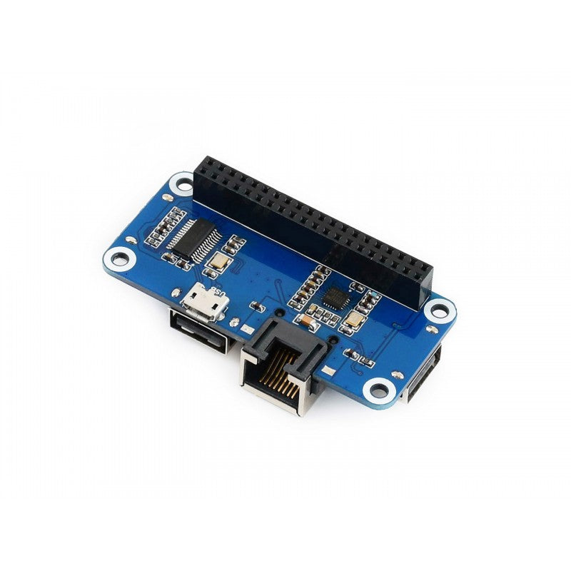 Ethernet / USB HUB HAT for Raspberry Pi - 1x RJ45, 3x USB