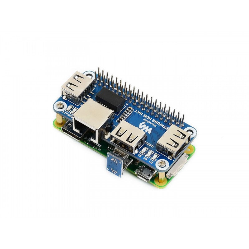Ethernet / USB HUB HAT for Raspberry Pi - 1x RJ45, 3x USB