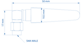 700-2700MHz angled compact SMA antenna dimensions