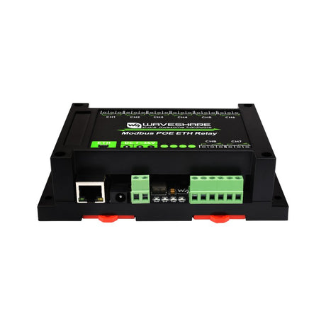 8-Channel Ethernet Relay Module, PoE, Modbus RTU/TCP, Opto-Isolated Protection Waveshare
